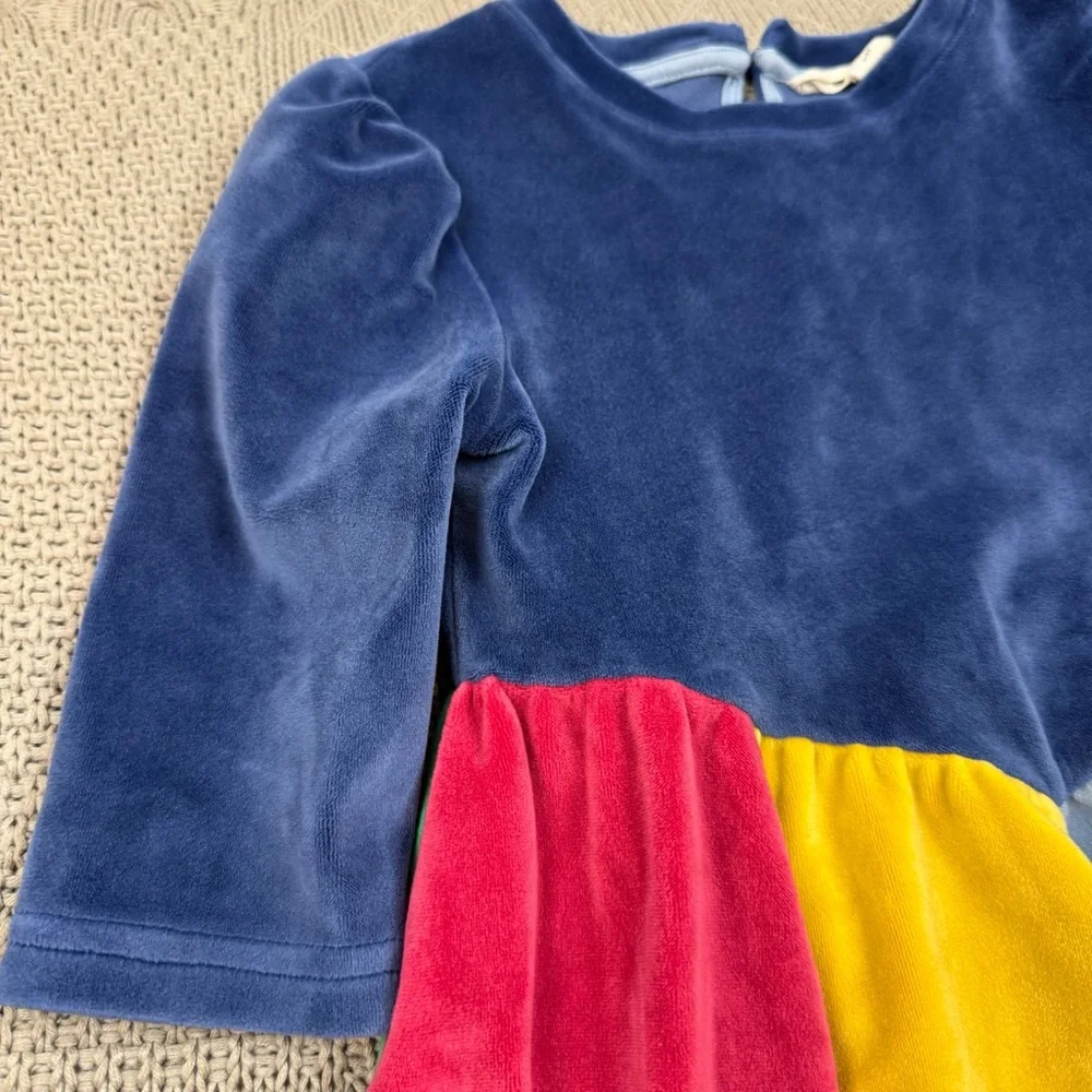 Mini Boden Rainbow Velour Girls Twirl Dress 3/4